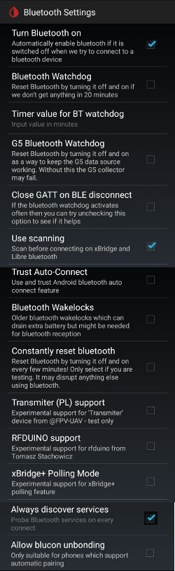 xDrip+ настройки Libre Bluetooth 2